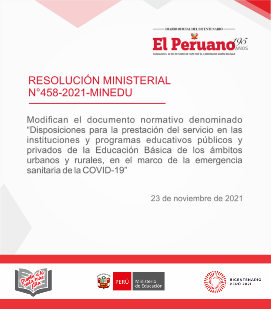 RESOLUCIÓN MINISTERIAL N°458-2021-MINEDU – MODIFICAN EL DOCUMENTO ...