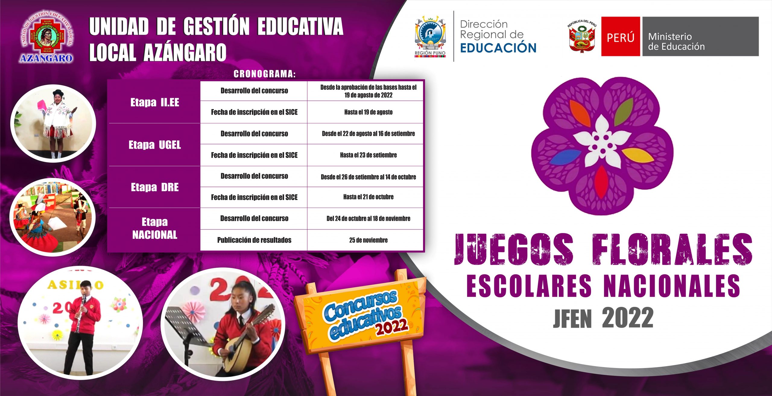 RESULTADOS OFICIALES DE JUEGOS FLORALES ESCOLARES NACIONALES 2022