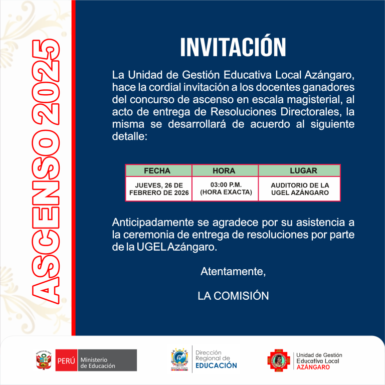 INVITACIÓN A CEREMONIA DE ENTREGA DE RESOLUCIONES DIRECTORALES DEL